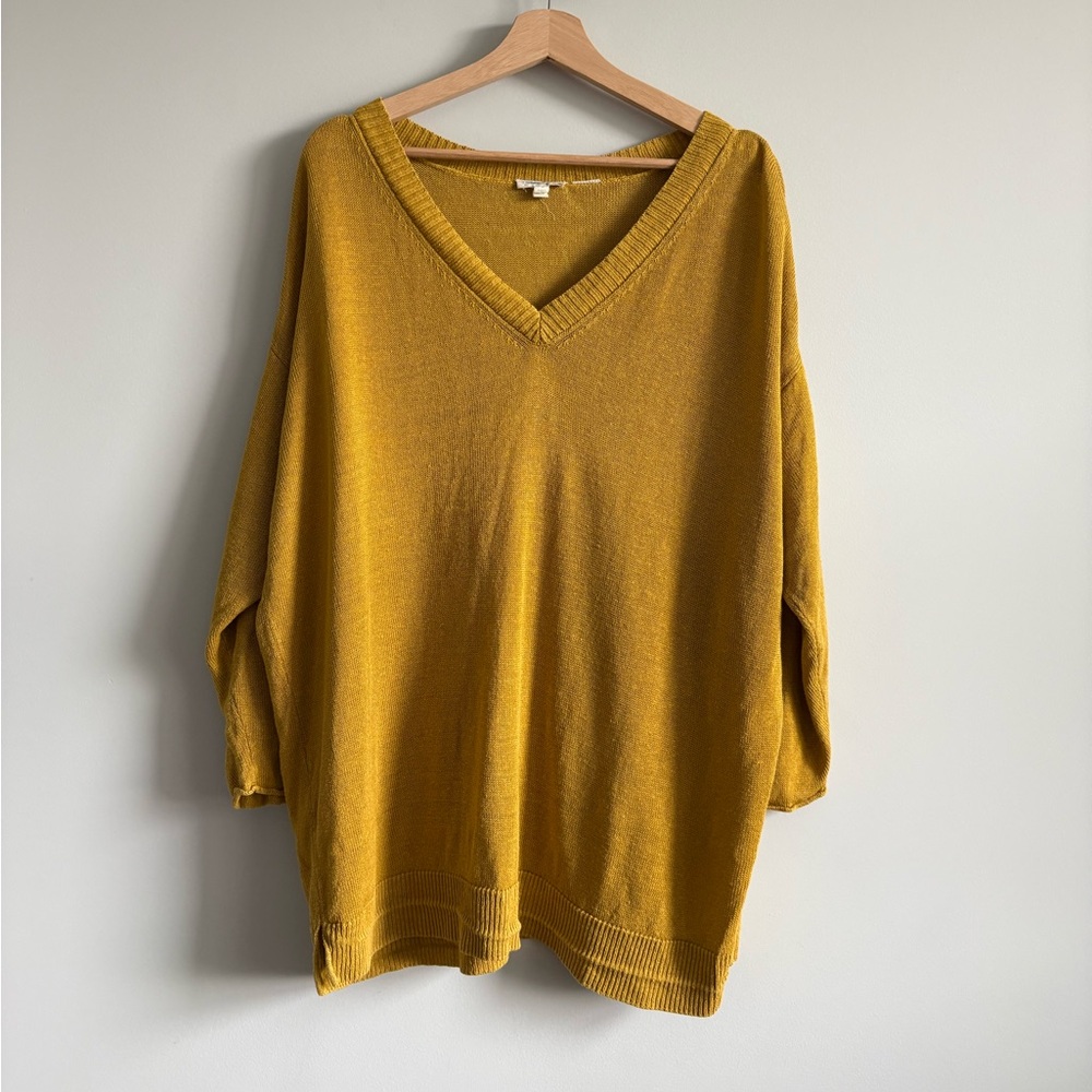 Eileen Fisher Organic Linen V-Neck Sweater | Size 1X - Picture 2 of 7
